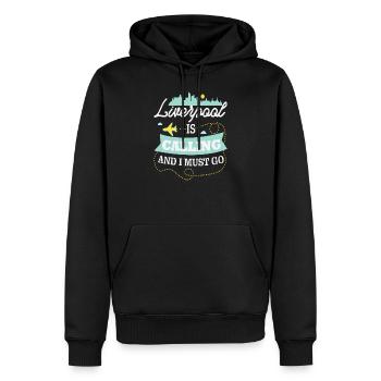 Liverpool - Männer Premium Bio Hoodie - Schwarz - Vorne - Nico (187cm)