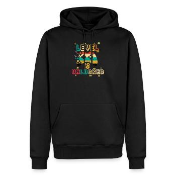 18ème anniversaire - Sweat à capuche Premium bio Homme - noir - Devant - Nico (187cm)