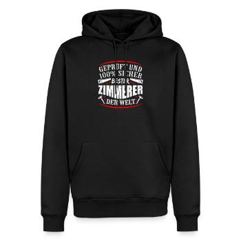 Zimmermann - Männer Premium Bio Hoodie - Schwarz - Vorne - Nico (187cm)