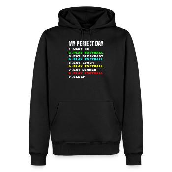 Mein perfekter Tag lustiges Spiel Fußball Spieler Geschenk - Männer Premium Bio Hoodie - Schwarz - Vorne - Nico (187cm)