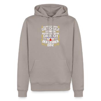 professeur - Sweat à capuche Premium bio Homme - taupe - Devant - Nico (187cm)