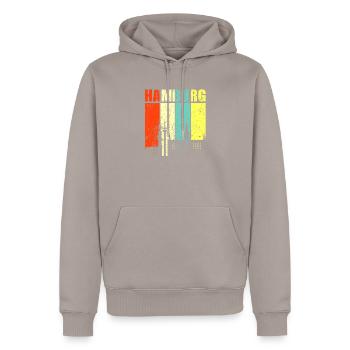 Hamburg - Men’s Premium Organic Hoodie - taupe - Front - Nico (187cm)