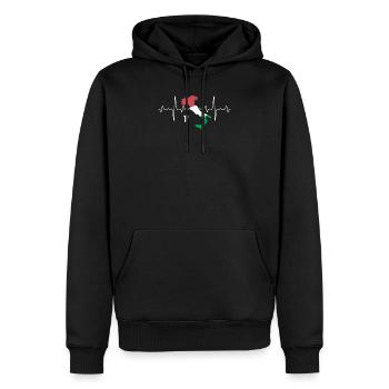 Italy - Men’s Premium Organic Hoodie - black - Front - Nico (187cm)