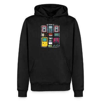 90 fête costume costume costume de costumes cassettes - Sweat à capuche Premium bio Homme - noir - Devant - Nico (187cm)