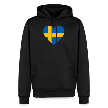 Coeur Suède Scandinavie amour - Sweat à capuche Premium bio Homme - noir - Devant - Nico (187cm)