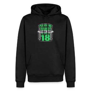 18ème anniversaire - Sweat à capuche Premium bio Homme - noir - Devant - Nico (187cm)