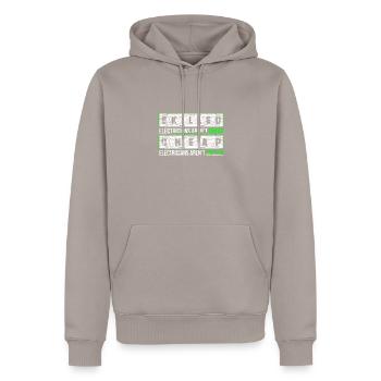 Électriciens - Sweat à capuche Premium bio Homme - taupe - Devant - Nico (187cm)