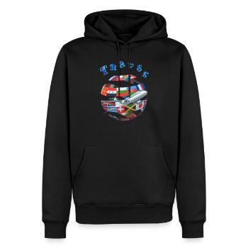 TRAVEL AROUND THE WORLD - Men’s Premium Organic Hoodie - black - Front - Nico (187cm)