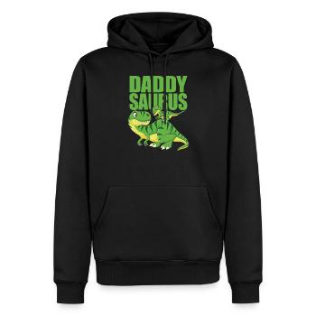 Daddy Dinosaurier - Daddysaurus - Männer Premium Bio Hoodie - Schwarz - Vorne - Nico (187cm)