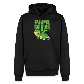 Papa Dinosaur - Papasaurus - Men’s Premium Organic Hoodie - black - Front - Nico (187cm)