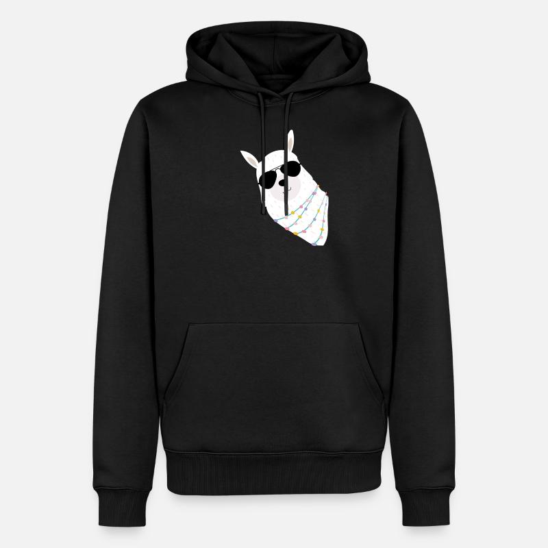 Lama - Männer Premium Bio Hoodie - Schwarz