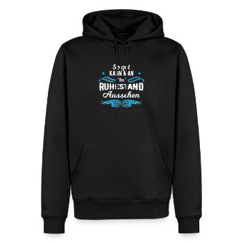 Pension de retraite - Sweat à capuche Premium bio Homme - noir - Devant - Nico (187cm)