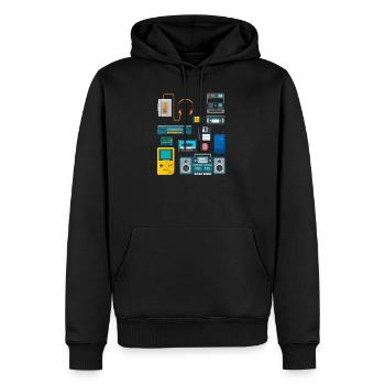 90er Jahre Party Outfit Kostüm Klamotten Kassette - Männer Premium Bio Hoodie - Schwarz - Vorne - Nico (187cm)