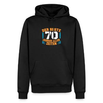 70. Geburtstag - Männer Premium Bio Hoodie - Schwarz - Vorne - Nico (187cm)
