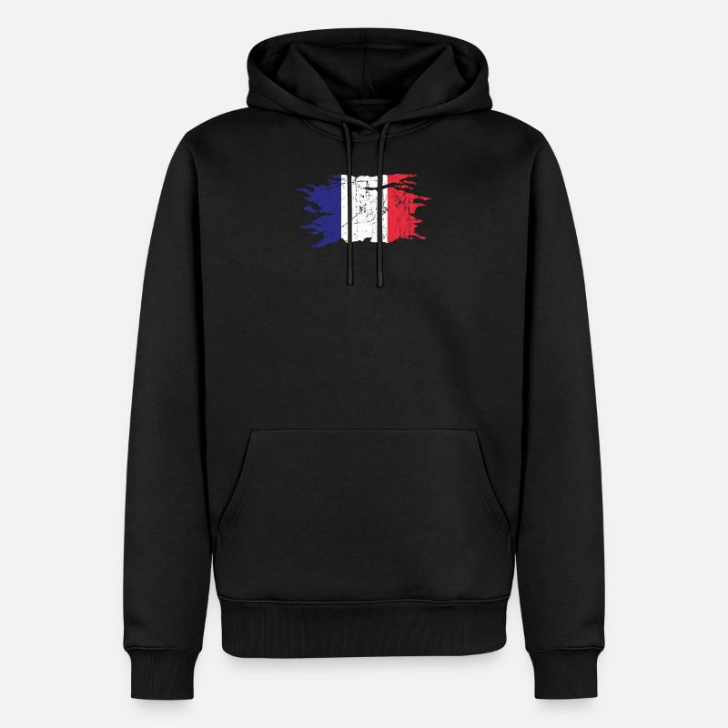 France - Sweat à capuche Premium bio Homme - noir