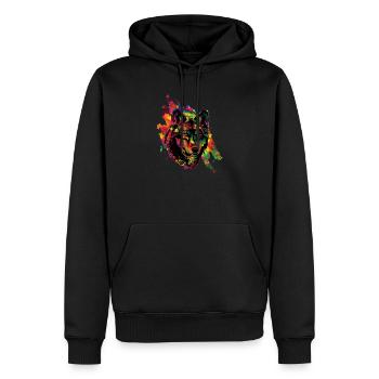 Wolf - Sweat à capuche Premium bio Homme - noir - Devant - Nico (187cm)