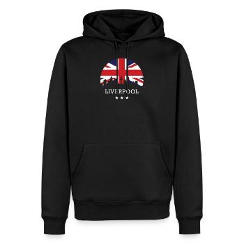 Liverpool - Männer Premium Bio Hoodie - Schwarz - Vorne - Nico (187cm)
