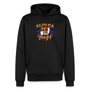 Lama Alpaca - Männer Premium Bio Hoodie - Schwarz - Vorne - Nico (187cm)