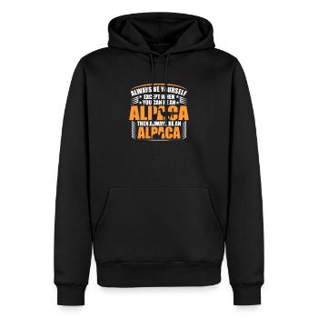 Lama Alpaca - Männer Premium Bio Hoodie - Schwarz - Vorne - Nico (187cm)