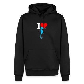 Seepferd - Männer Premium Bio Hoodie - Schwarz - Vorne - Nico (187cm)
