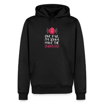 Zwiebel - Männer Premium Bio Hoodie - Schwarz - Vorne - Nico (187cm)