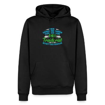 Farmer Tracktor Landwirtschaft Geschenk Spruch Bäu - Männer Premium Bio Hoodie - Schwarz - Vorne - Nico (187cm)