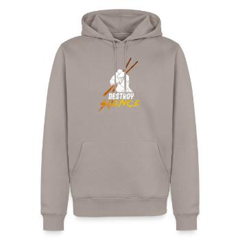Schlagzeug - Männer Premium Bio Hoodie - Taupe - Vorne - Nico (187cm)