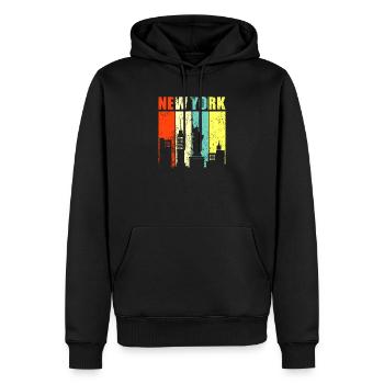New York - Männer Premium Bio Hoodie - Schwarz - Vorne - Nico (187cm)