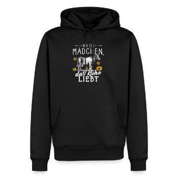 Vaches vaches vaches ferme cadeau · Fille - Sweat à capuche Premium bio Homme - noir - Devant - Nico (187cm)