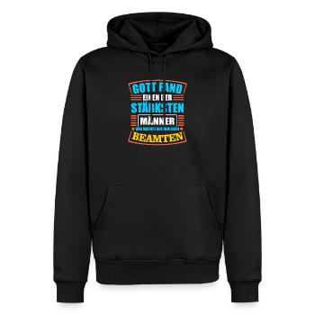 Beamter - Männer Premium Bio Hoodie - Schwarz - Vorne - Nico (187cm)