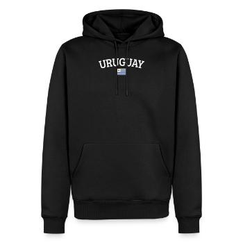 Uruguay - Männer Premium Bio Hoodie - Schwarz - Vorne - Nico (187cm)
