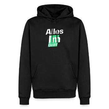 Everything under control with God - Men’s Premium Organic Hoodie - black - Front - Nico (187cm)
