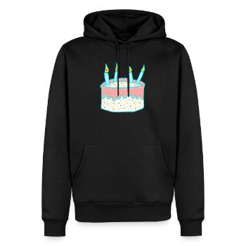 Anniversaire - gâteaux - cadeau - Sweat à capuche Premium bio Homme - noir - Devant - Nico (187cm)