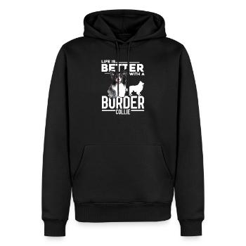 Border Collie - Sweat à capuche Premium bio Homme - noir - Devant - Nico (187cm)