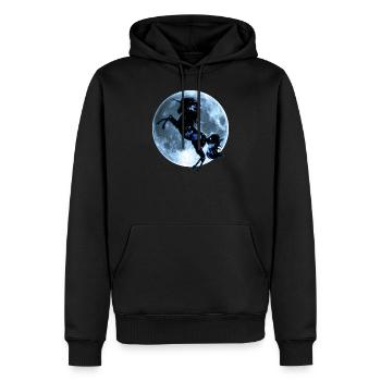 Unicorn, fullmoon, moon, fantasy, magic, space - Men’s Premium Organic Hoodie - black - Front - Nico (187cm)
