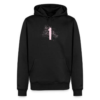 1 Eins - Männer Premium Bio Hoodie - Schwarz - Vorne - Nico (187cm)
