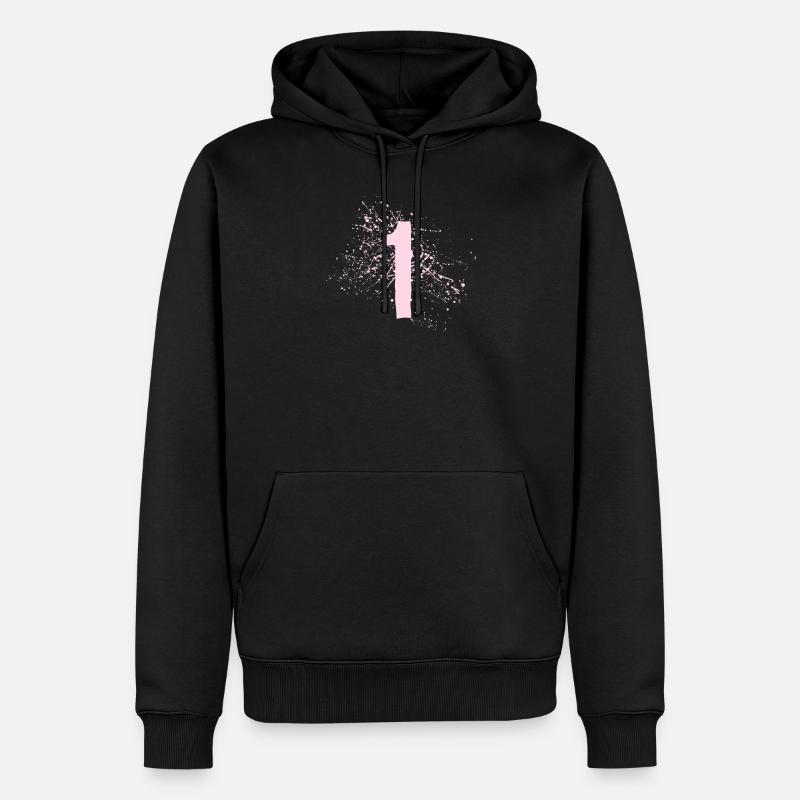 1 Eins - Männer Premium Bio Hoodie - Schwarz