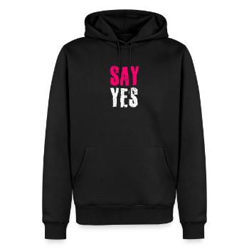 Say Yes marriage proposal - Men’s Premium Organic Hoodie - black - Front - Nico (187cm)