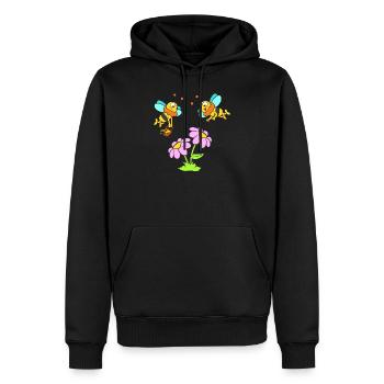 Abeilles à fleurs et miel - Sweat à capuche Premium bio Homme - noir - Devant - Nico (187cm)