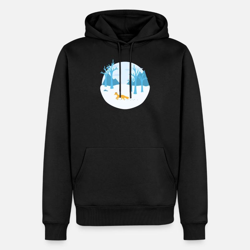 Winterfuchs - Männer Premium Bio Hoodie - Schwarz
