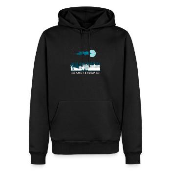 Amsterdam - Sweat à capuche Premium bio Homme - noir - Devant - Nico (187cm)