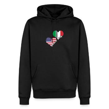 Italie Amérique - Sweat à capuche Premium bio Homme - noir - Devant - Nico (187cm)