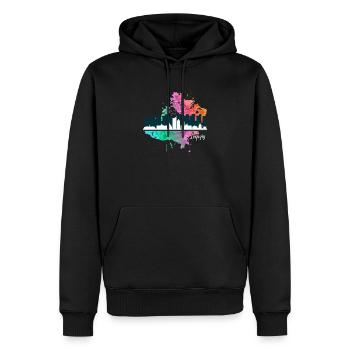 Leipzig - Sweat à capuche Premium bio Homme - noir - Devant - Nico (187cm)