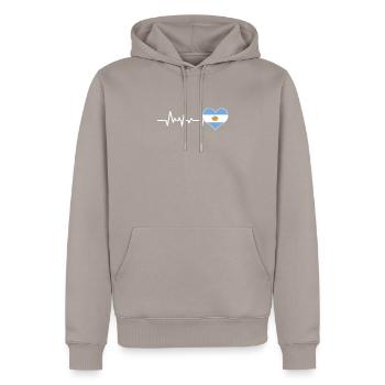 Argentina - Men’s Premium Organic Hoodie - taupe - Front - Nico (187cm)