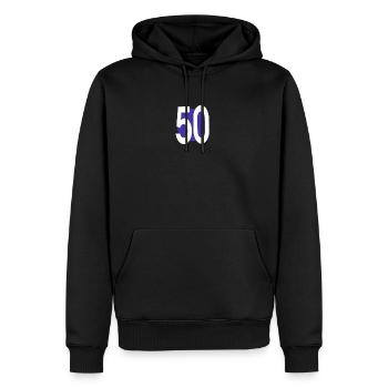 50e anniversaire - Sweat à capuche Premium bio Homme - noir - Devant - Nico (187cm)