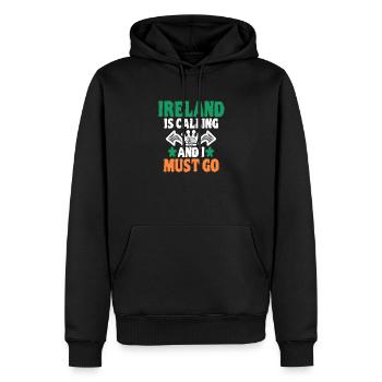Irland - Männer Premium Bio Hoodie - Schwarz - Vorne - Nico (187cm)