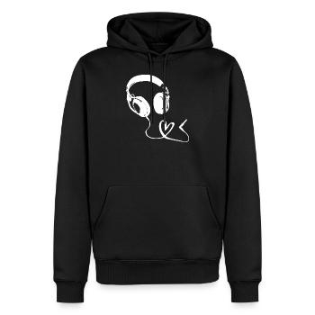 Musik Liebe - Kopfhörer - Männer Premium Bio Hoodie - Schwarz - Vorne - Nico (187cm)
