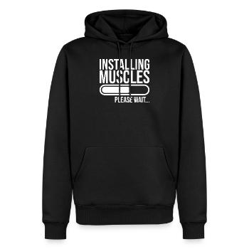 Lustige Sprüche Geschenk At Gym Fitness - Männer Premium Bio Hoodie - Schwarz - Vorne - Nico (187cm)