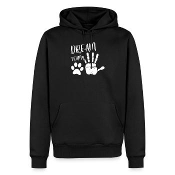 Équipe de rêve main patte de chien - Sweat à capuche Premium bio Homme - noir - Devant - Nico (187cm)