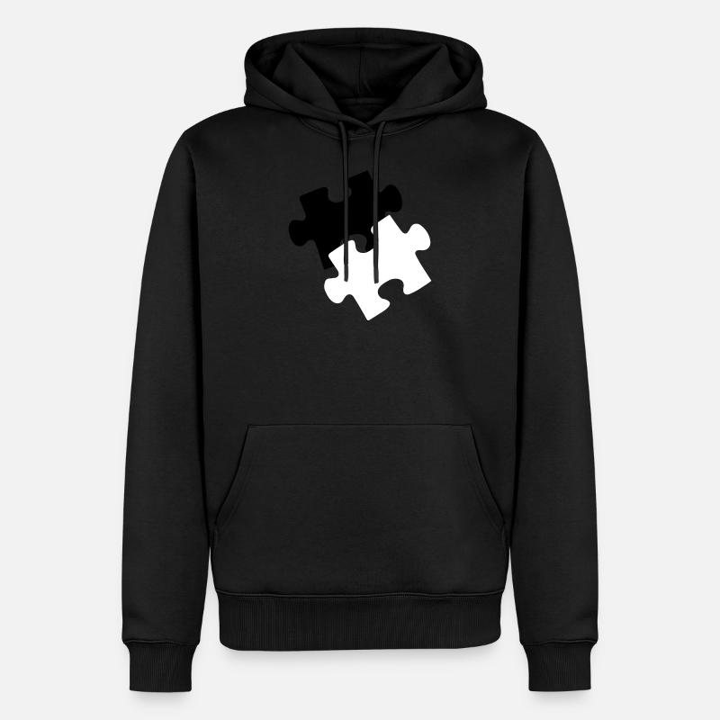 Puzzle - Männer Premium Bio Hoodie - Schwarz